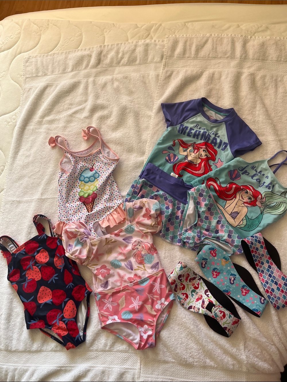 Girls'  Swimsuit bundle - 5T - and 3 Adjustable Swimming Ear Headbands